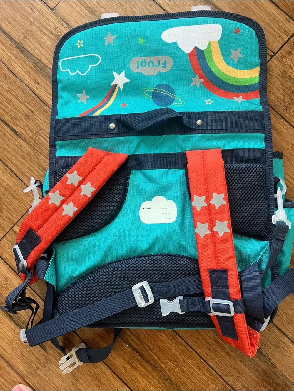 Frugi Kids Teal Rainbow & Stars School Satchel